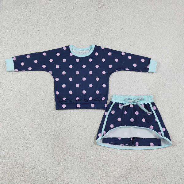 RTS GLD1762 baby girl clothes polka dot print long sleeve top skirt