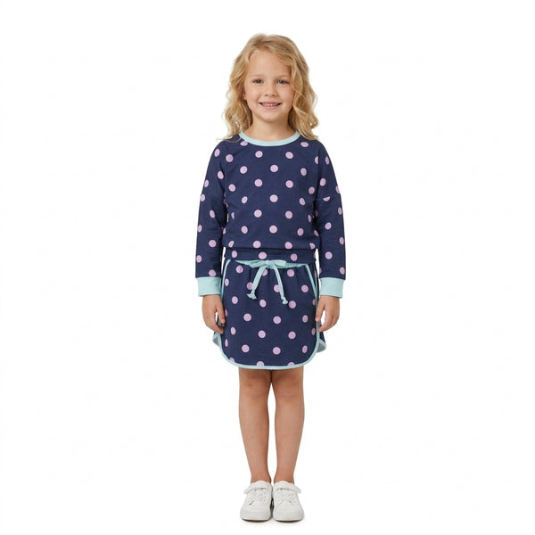 RTS GLD1762 baby girl clothes polka dot print long sleeve top skirt