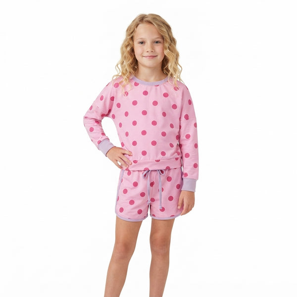 RTS GLD1763 baby girl clothes pink dot  long sleeve top skirt outfit