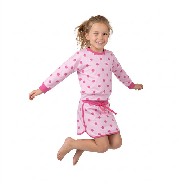 RTS GLD1765 baby girl clothes polka dot print long sleeve top skort outfit