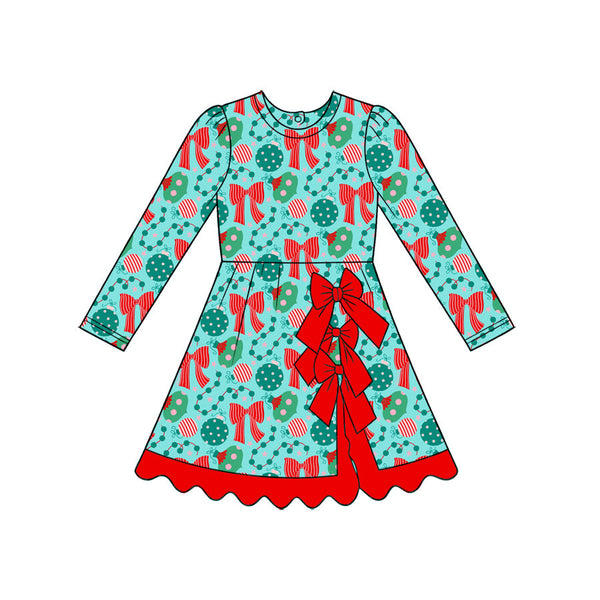 MOQ:5 pcs pre-order Each Style Christmas Santa Bows Yoga Scallop Edge Girl's Dress-2026.8.28