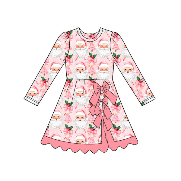 MOQ:5 pcs pre-order Each Style Christmas Santa Bows Yoga Scallop Edge Girl's Dress-2026.8.28