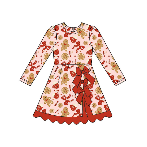 MOQ:5 pcs pre-order Each Style Christmas Santa Bows Yoga Scallop Edge Girl's Dress-2026.8.28