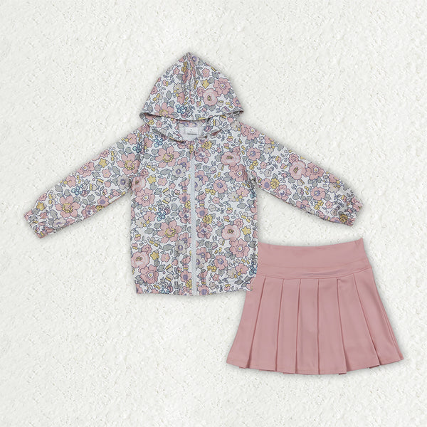 RTS GLD1815 baby girl clothes floral print long sleeve yoga skirt outfit sports clothing set