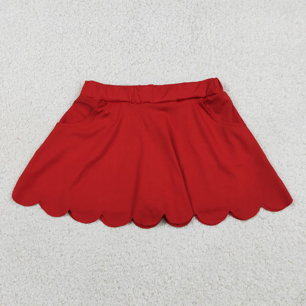 GLK0235 RTS baby girls clothes red sports clothes scalloped quick dry girl shorts skirt
