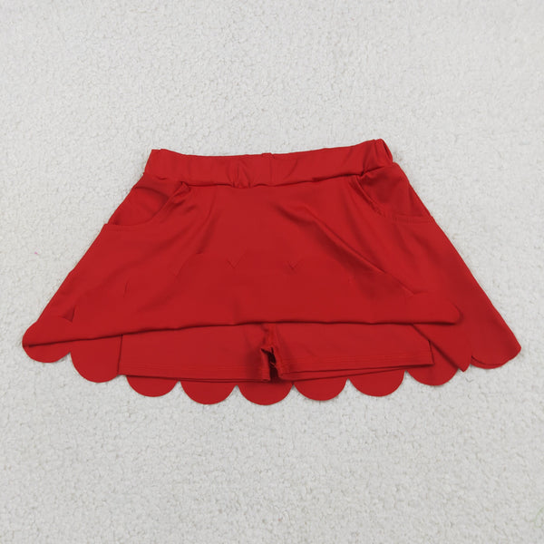 GLK0235 RTS baby girls clothes red sports clothes scalloped quick dry girl shorts skirt