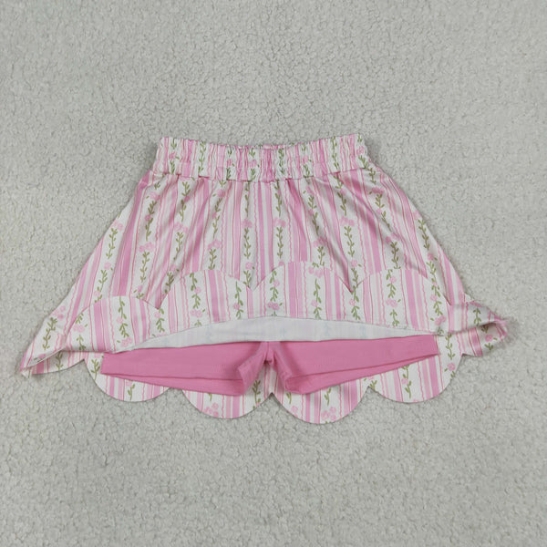 GLK0238 RTS baby girls clothes floral girl shorts skirt scalloped bottom