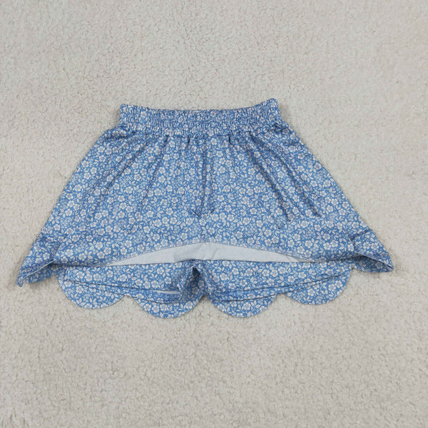 GLK0239 RTS baby girls clothes floral girl shorts skirt scalloped bottom