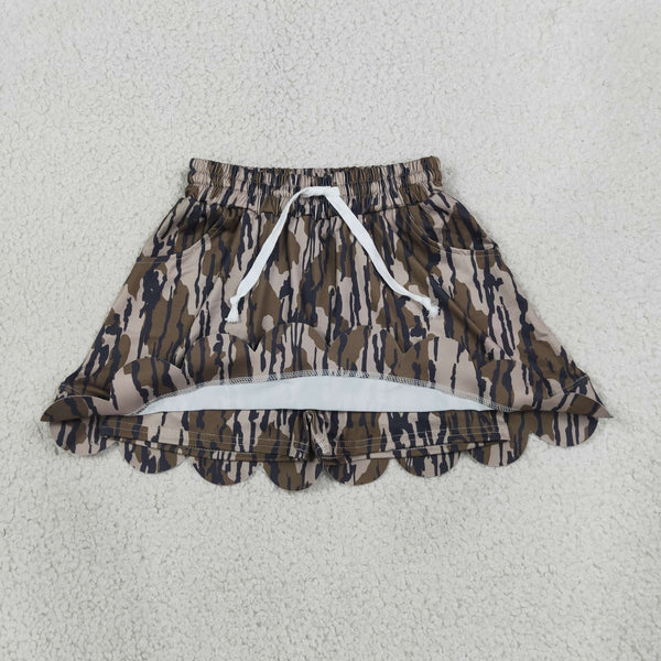 GLK0298 RTS baby girls clothes camo scalloped summer bottom girl shorts skirt