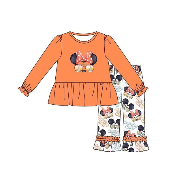 GLP0094 cartoon orange boot day girl orange long sleeve winter set