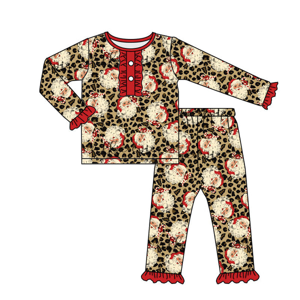 GLP0218 christmas pajamas santa claus girl set