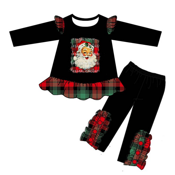 GLP0259 baby girl clothes black santa claus christmas outfits