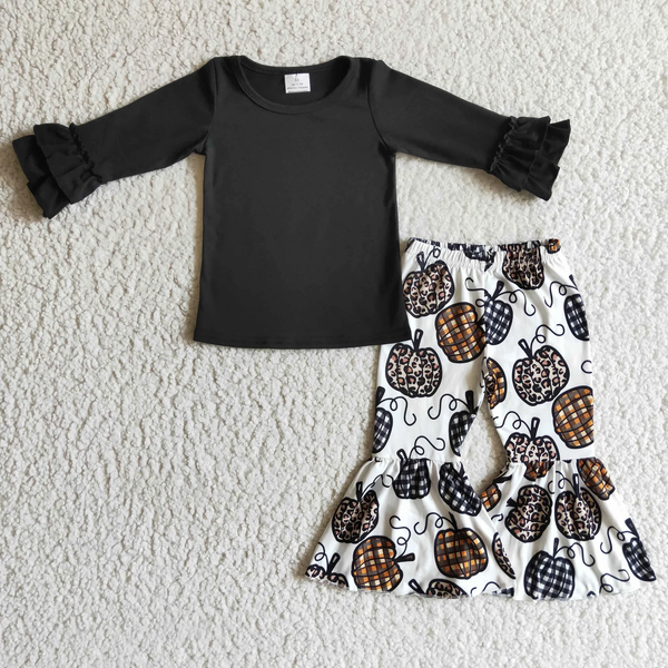 GLP0878 toddler girl clothes girl halloween outfit girl fall clothing set pumpkin set