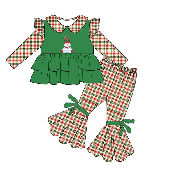 GLP0270 baby girl clothes green santa claus christmas outfits