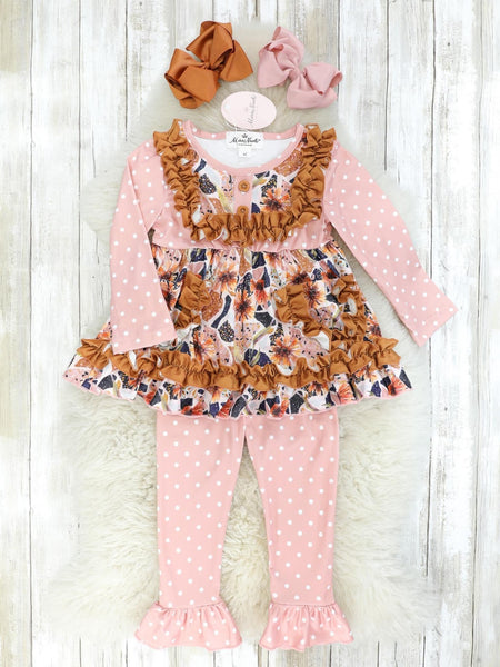 GLP0273 baby girl clothes pocket  long sleeve outfits