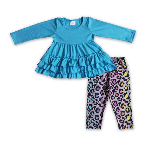 GLP0333 baby girl clothes blue leopard winter outfits