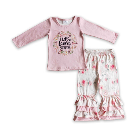 GLP0336 loved pink floral baby girl outfit set winter outfits-promotion 2025.1.4 $5.5