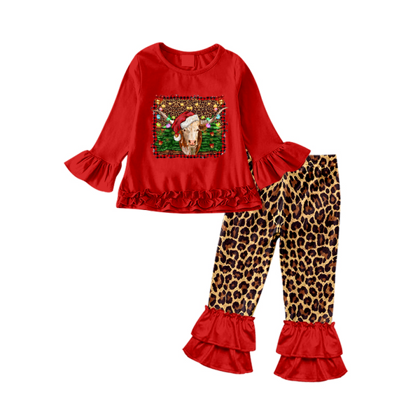 GLP0343 baby girl clothes cow red christmas outfits