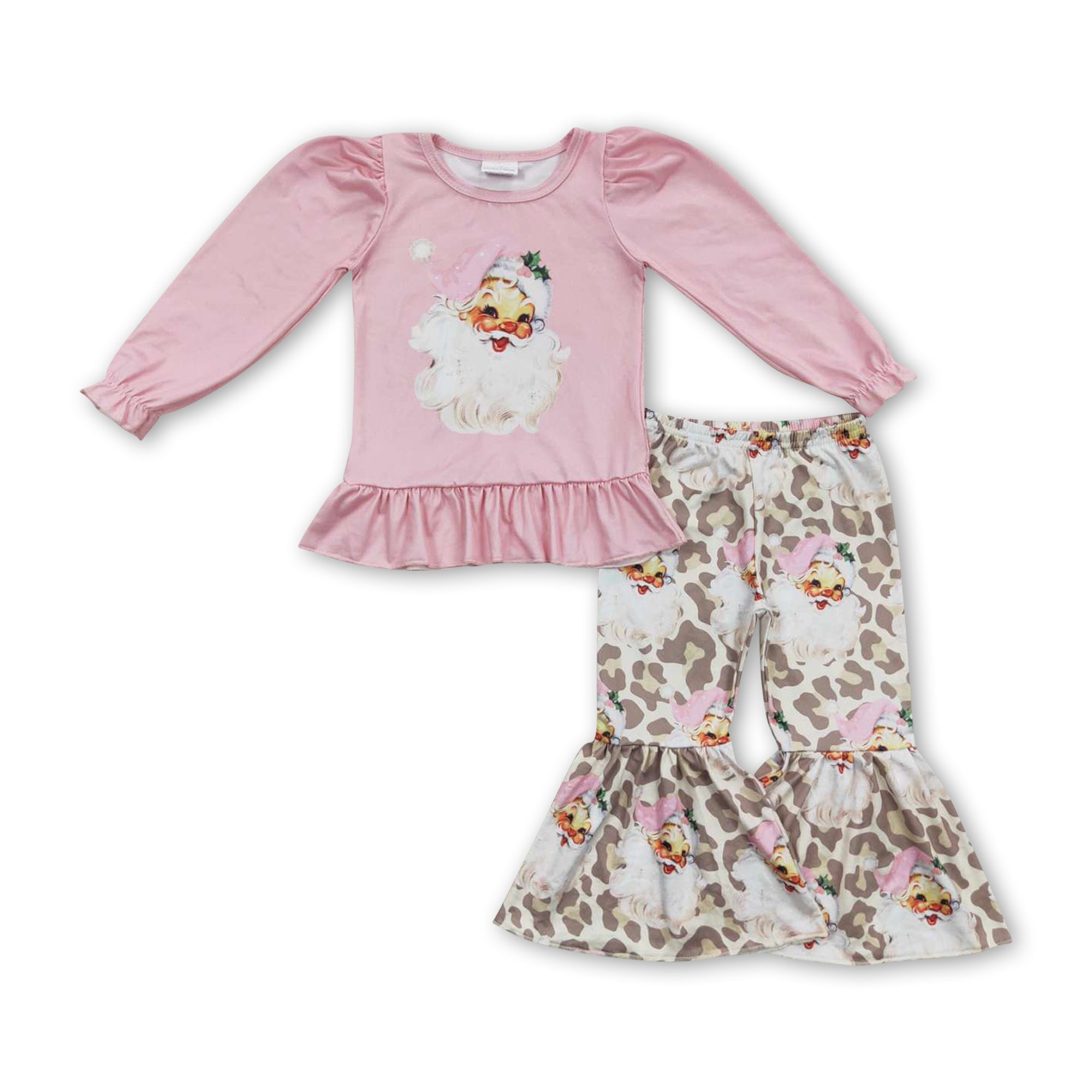 GLP0455 RTS toddler girl clothes pink santa claus girl christmas outfit