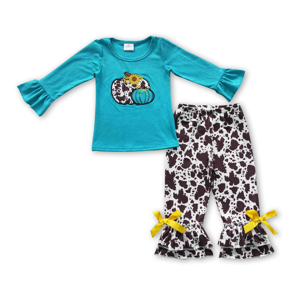 GLP0461 kids clothes girls pumpkin embroidery halloween boutique kids clothing