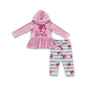 GLP0485 toddler girl clothes vinyl pink hoodies girl winter outfit