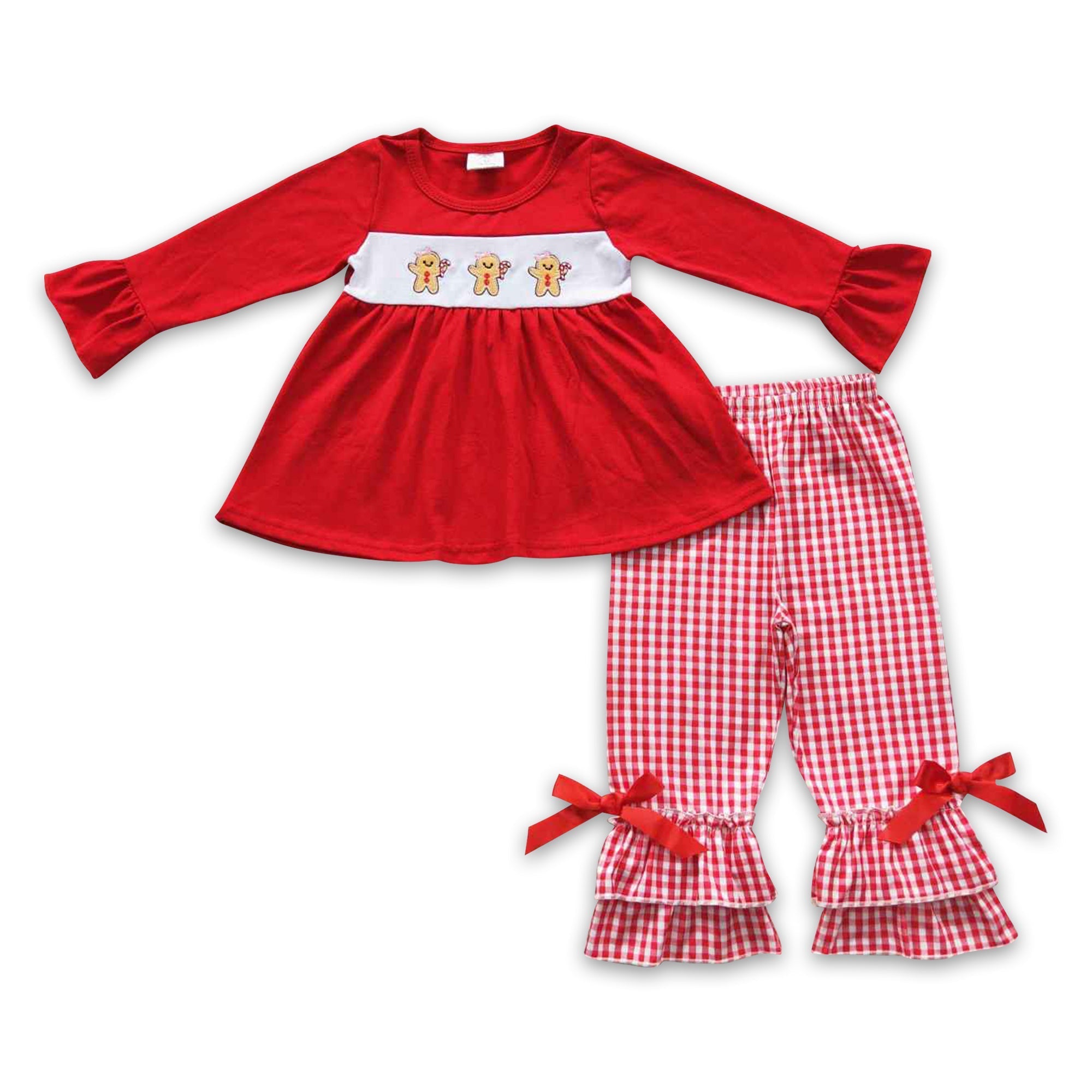 GLP0506 RTS toddler girl clothes red embroidery  girl christmas outfit