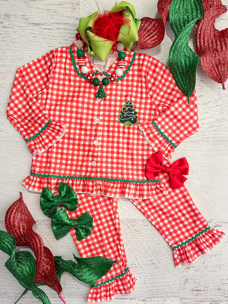 toddler clothes sister brother embroidery christmas tree family matching pajamas set 11