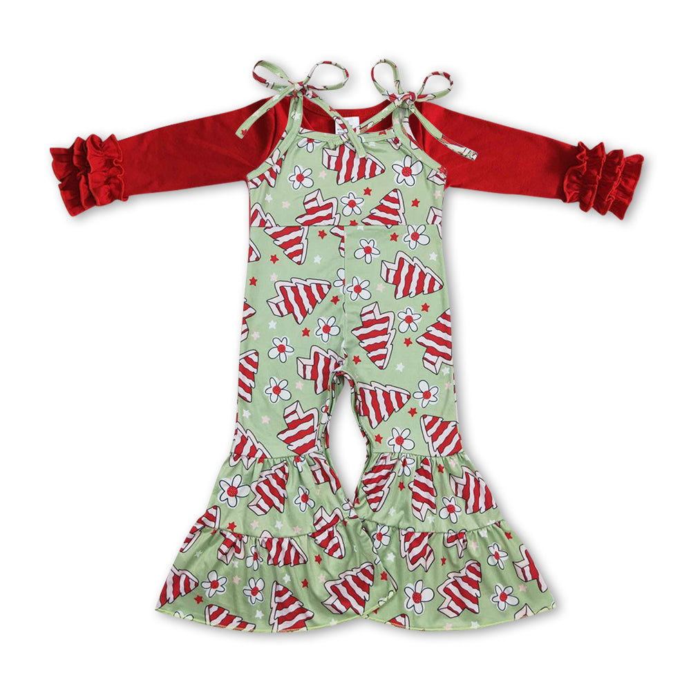 GLP0949 girl christmas winter long sleeve set shirt +jumpsuit