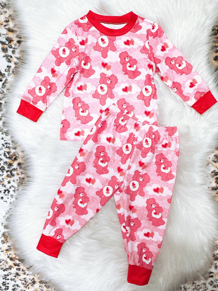 GLP1090 toddler girl clothes girl bear heart girl valentines day outfit 1