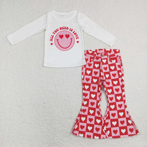 GLP1158 toddler girl clothes heart girl valentines day outfit heart jeans set