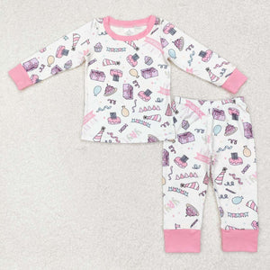 GLP1190 RTS toddler girl clothes happy birthday girl winter pajamas outfit