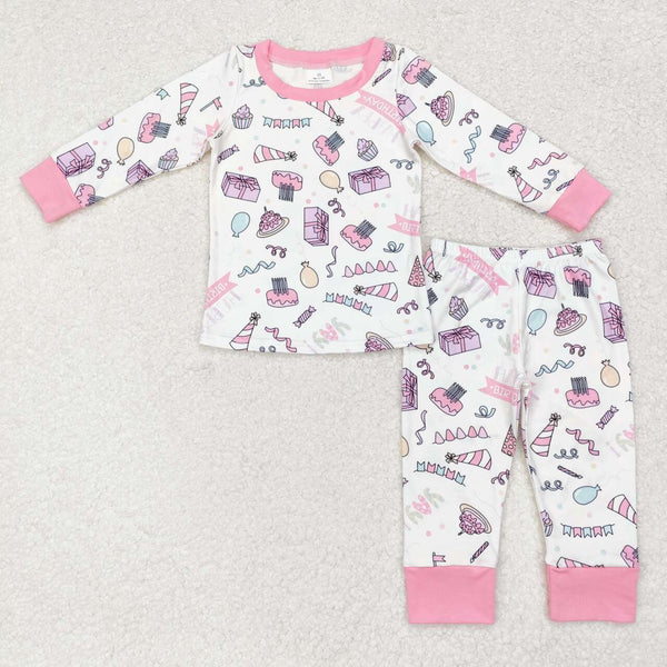 GLP1190 RTS toddler girl clothes happy birthday girl winter pajamas outfit