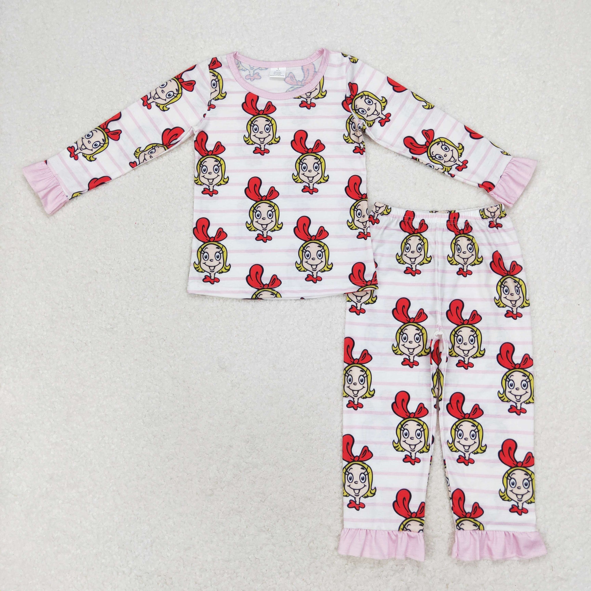 GLP1193 RTS toddler girl clothes cartoon girl christmas pajamas set Bamboo