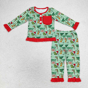 GLP1228 RTS  toddler girl clothes cartoon girl christmas winter pajamas outfit