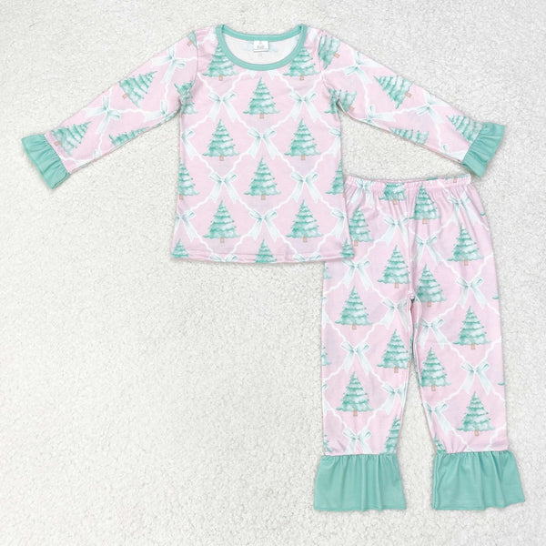 GLP1242 RTS toddler girl clothes xmas tree girl christmas winter pajamas outfit