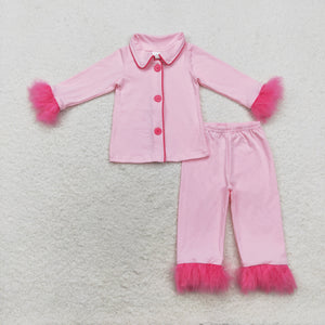 GLP1255 RTS  toddler girl clothes pink girl winter pajamas outfit