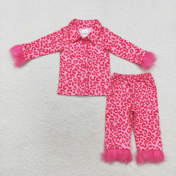 GLP1257 RTS  toddler girl clothes hot pink girl winter pajamas outfit