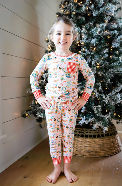 GLP1271 RTS toddler girl clothes cartoon girl christmas pajamas set-bamboo