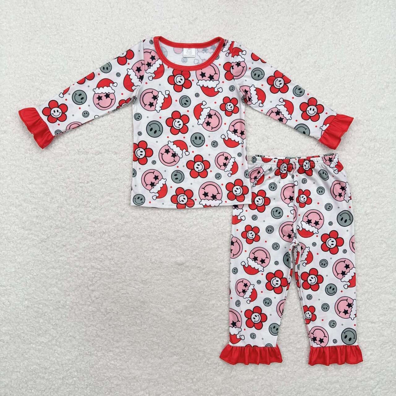 GLP1272 RTS  toddler girl clothes smile girl christmas pajamas set