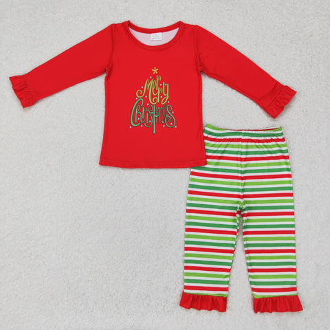 GLP1282 RTS  toddler girl clothes stripe girl christmas outfit