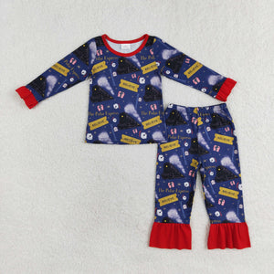 GLP1314 RTS toddler girl clothes believe girl winter pajamas set