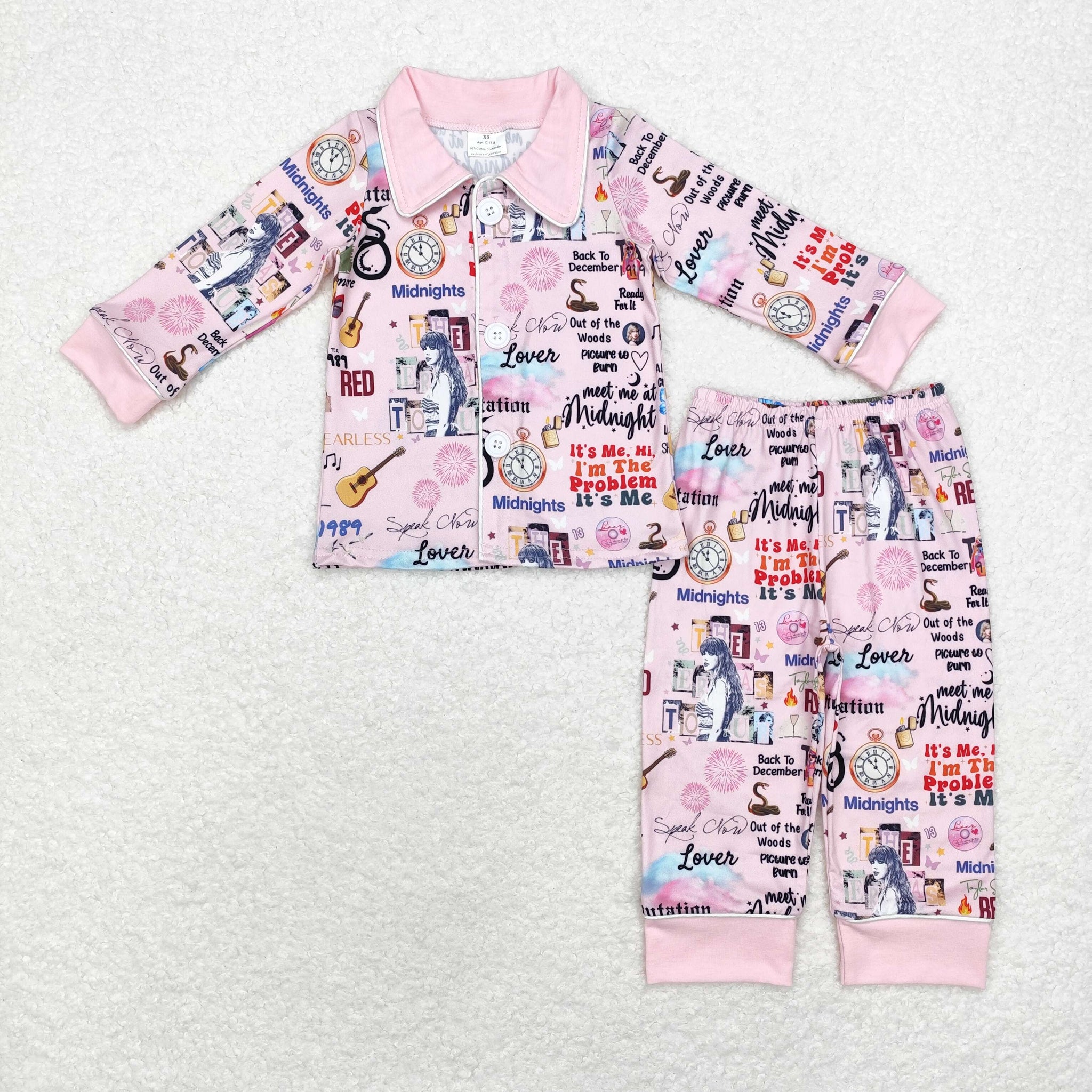 GLP1337 RTS 12-18M to 14-16T toddler girl clothes 1989 singer  girl winter pajamas set