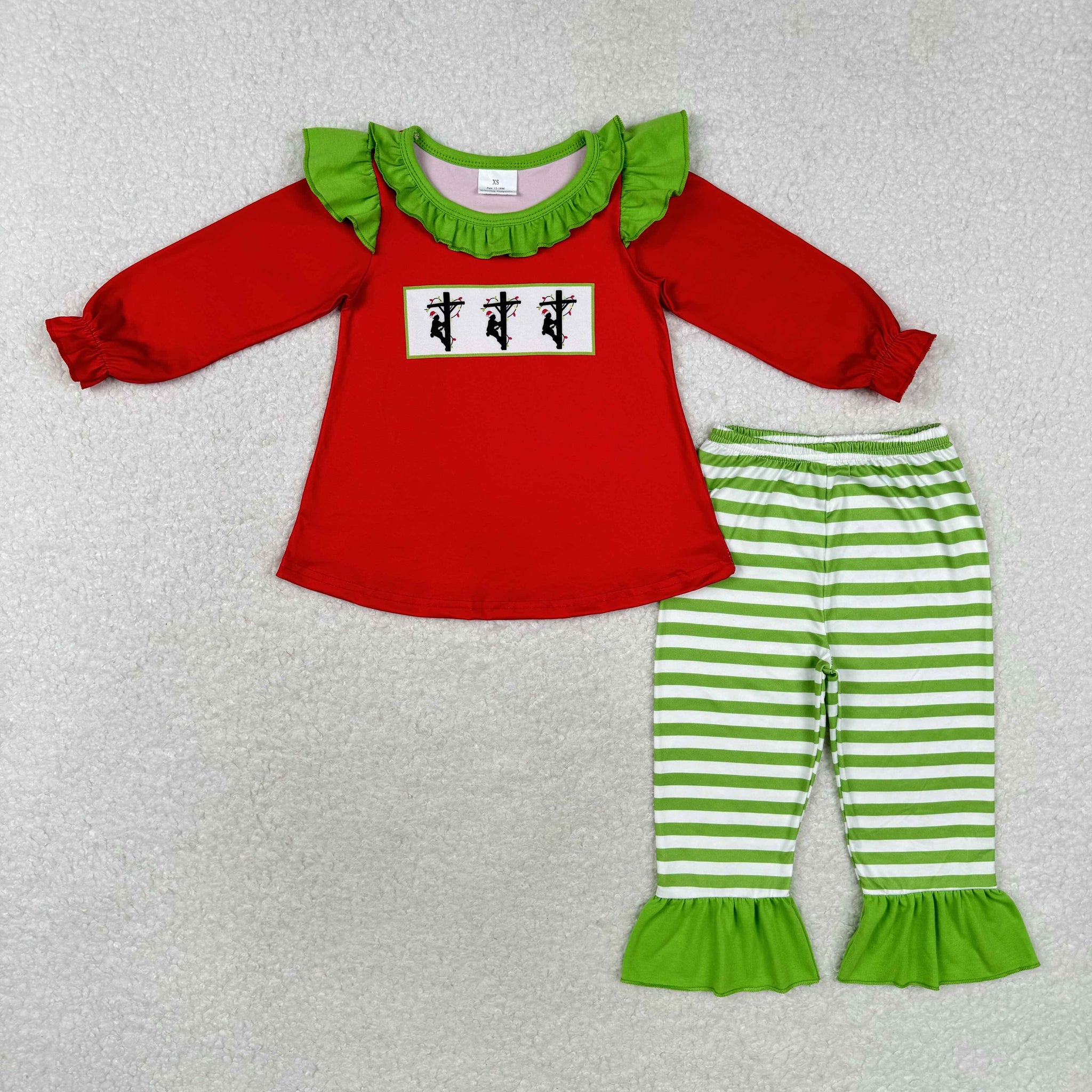 GLP1385 RTS  toddler girl clothes red lineman girl christmas winter set