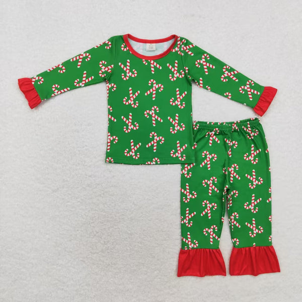 GLP1387 RTS  toddler girl clothes crutch girl winter christmas pajamas set -BAMBOO