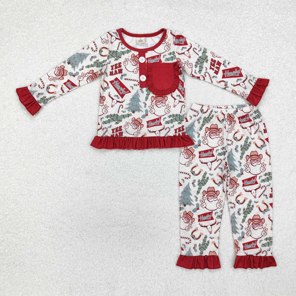 RTS baby christmas matching clothes santa claus winter pajamas set howdy western clothes-bamboo