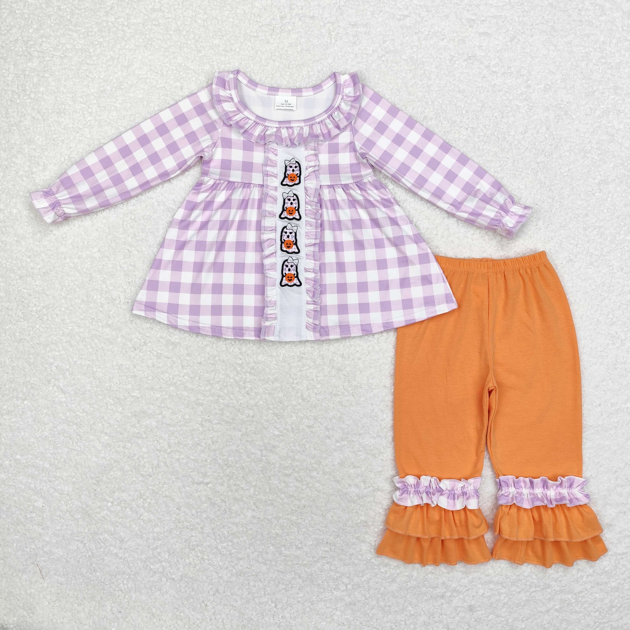 GLP1434 RTS  toddler girl clothes boo girl halloween winter set embroidery