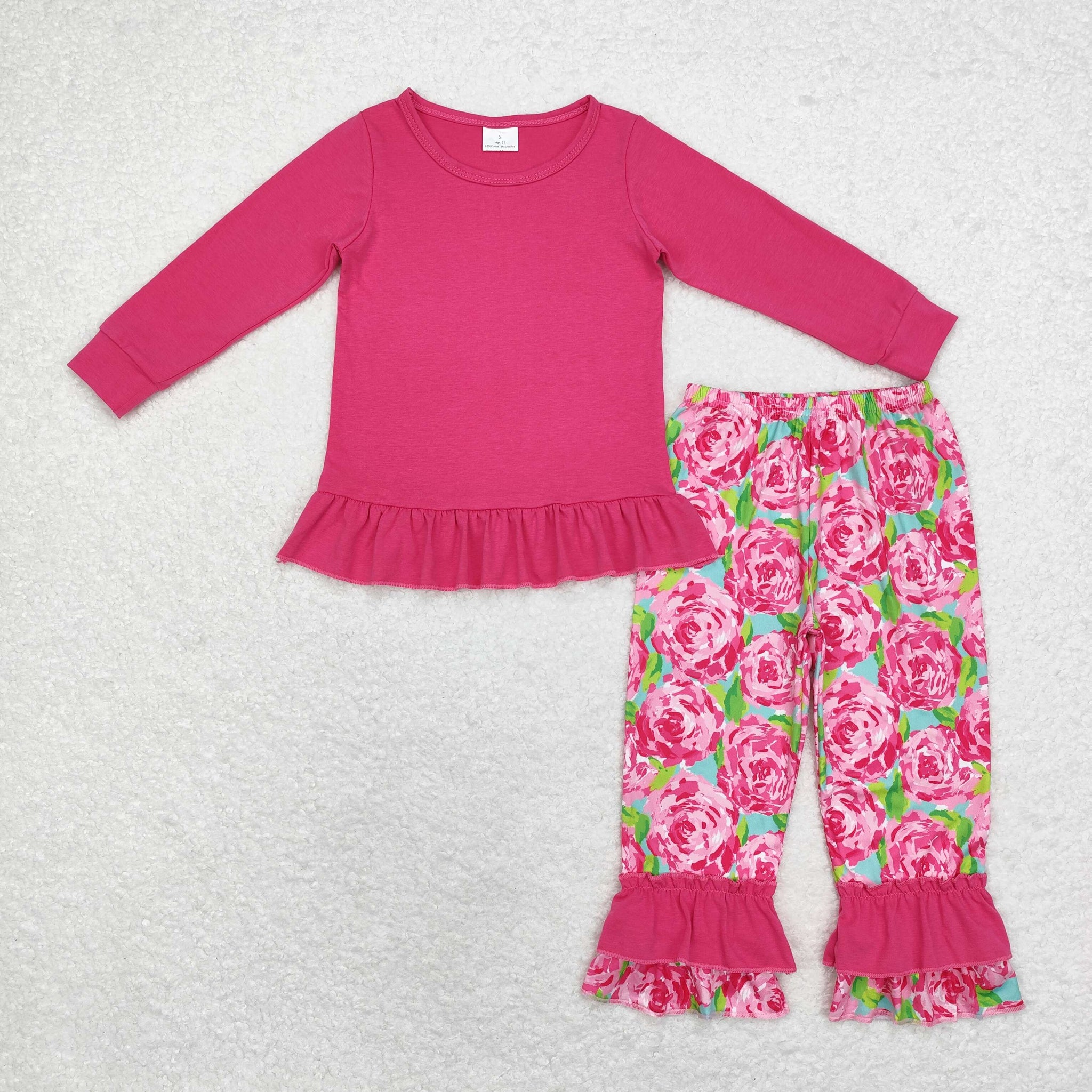 GLP1462 RTS toddler girl clothes  pink floral girl winter set