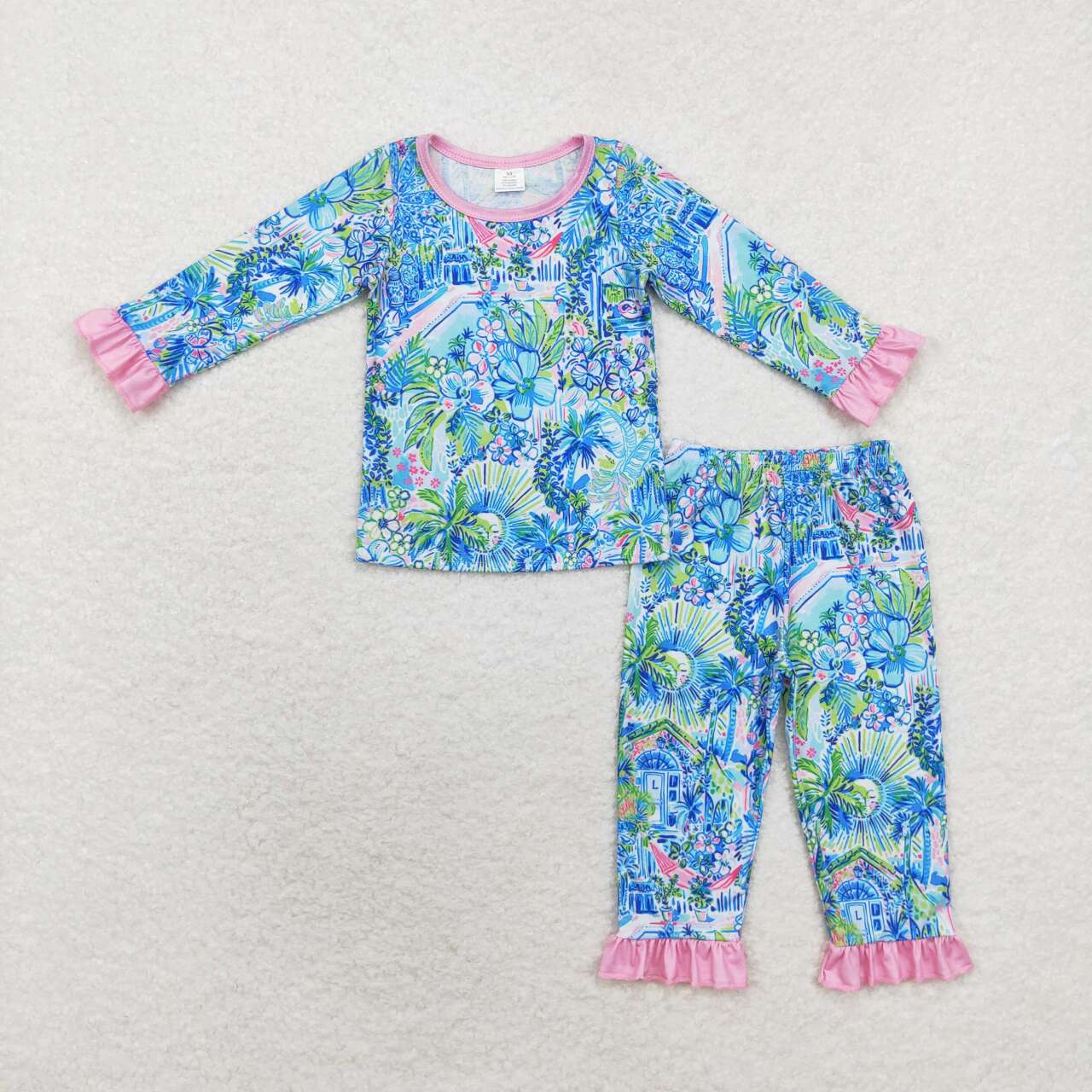 GLP1481 RTS  toddler girl clothes floral girl  winter pajamas set BAMBOO