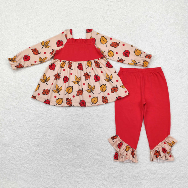 GLP1503 RTS toddler girl clothes leaves girl autumn set winter outfit