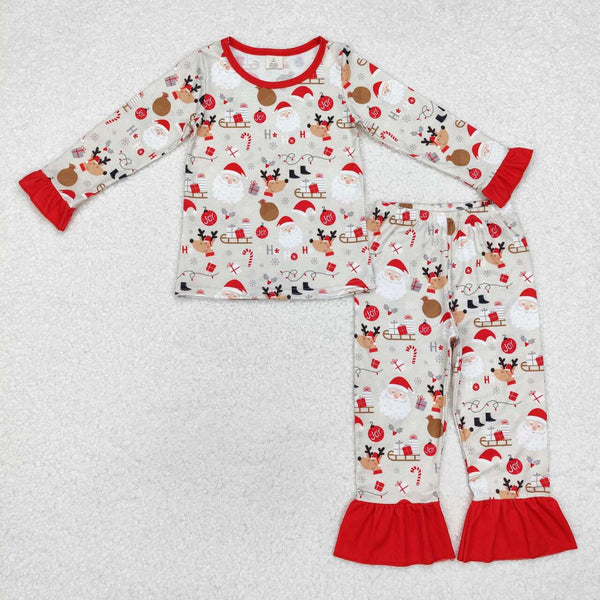 GLP1508 RTS toddler girl clothes Santa Claus girl christmas winter pajamas set-bamboo